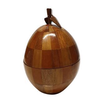 Coconut ice bucket in marquetry, 1950s