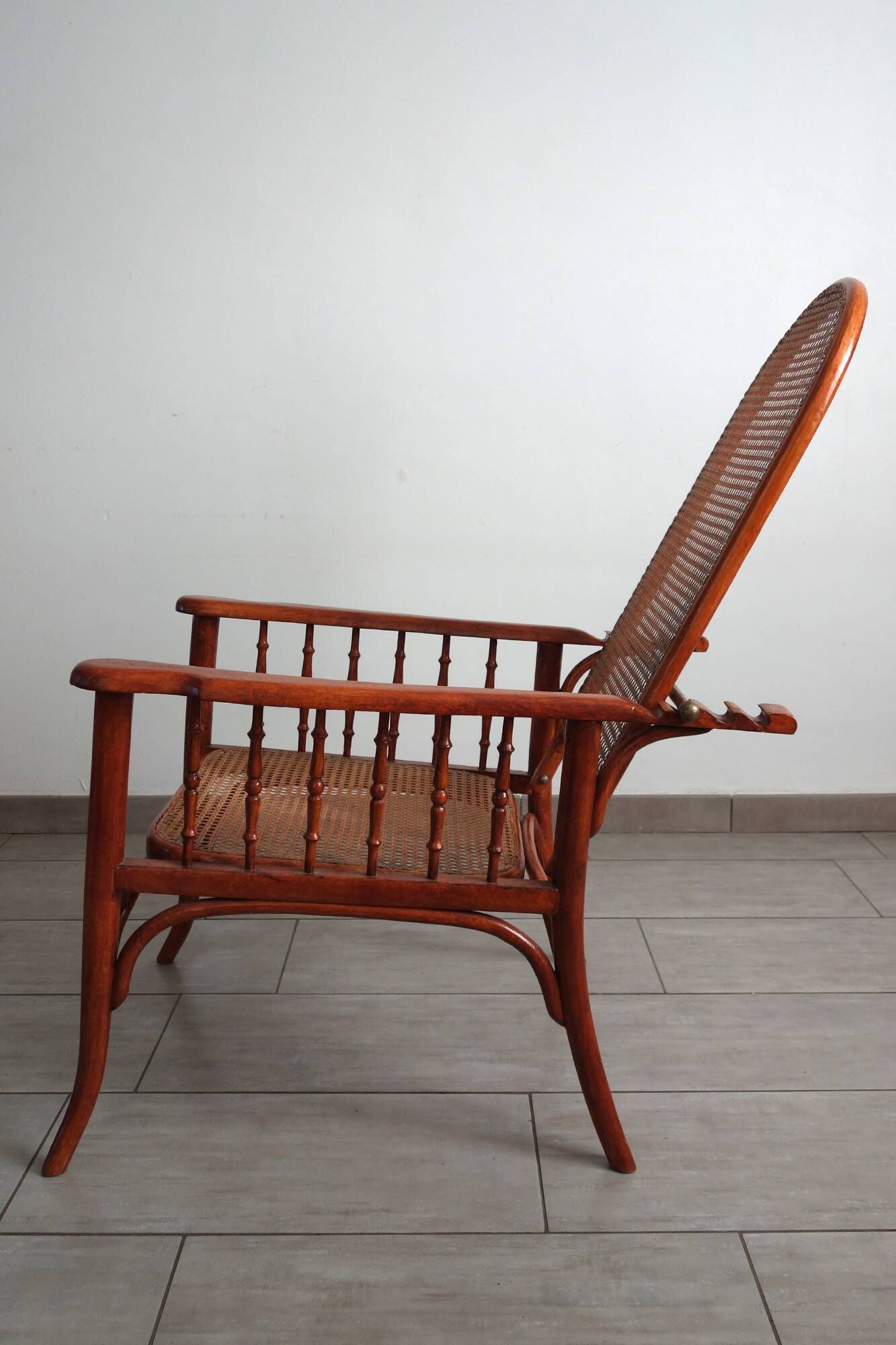 Fauteuil à crémaillère Fischel vers 1900