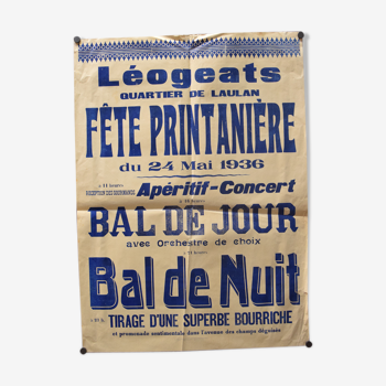 Affiche "Fête Printanière" - Léogeats - 1936