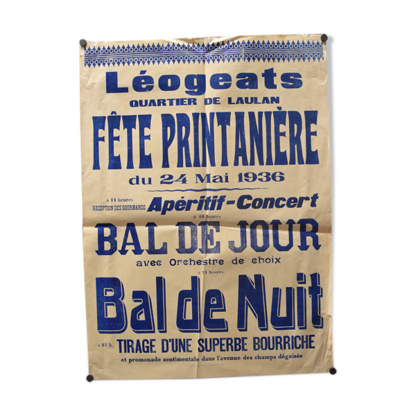 Affiche ''Fête Printanière'' - Léogeats - 1936 — Beyit