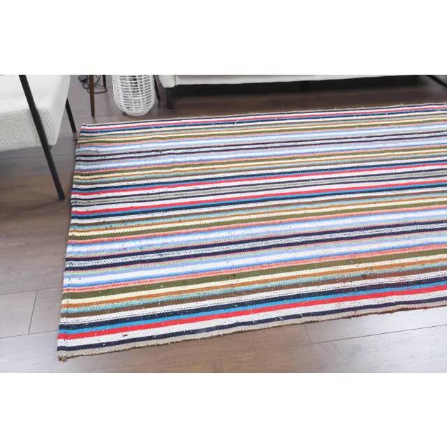 Vintage Turkish Oushak Handmade Wool Cotton Beige Kilim Area Rug 161x323