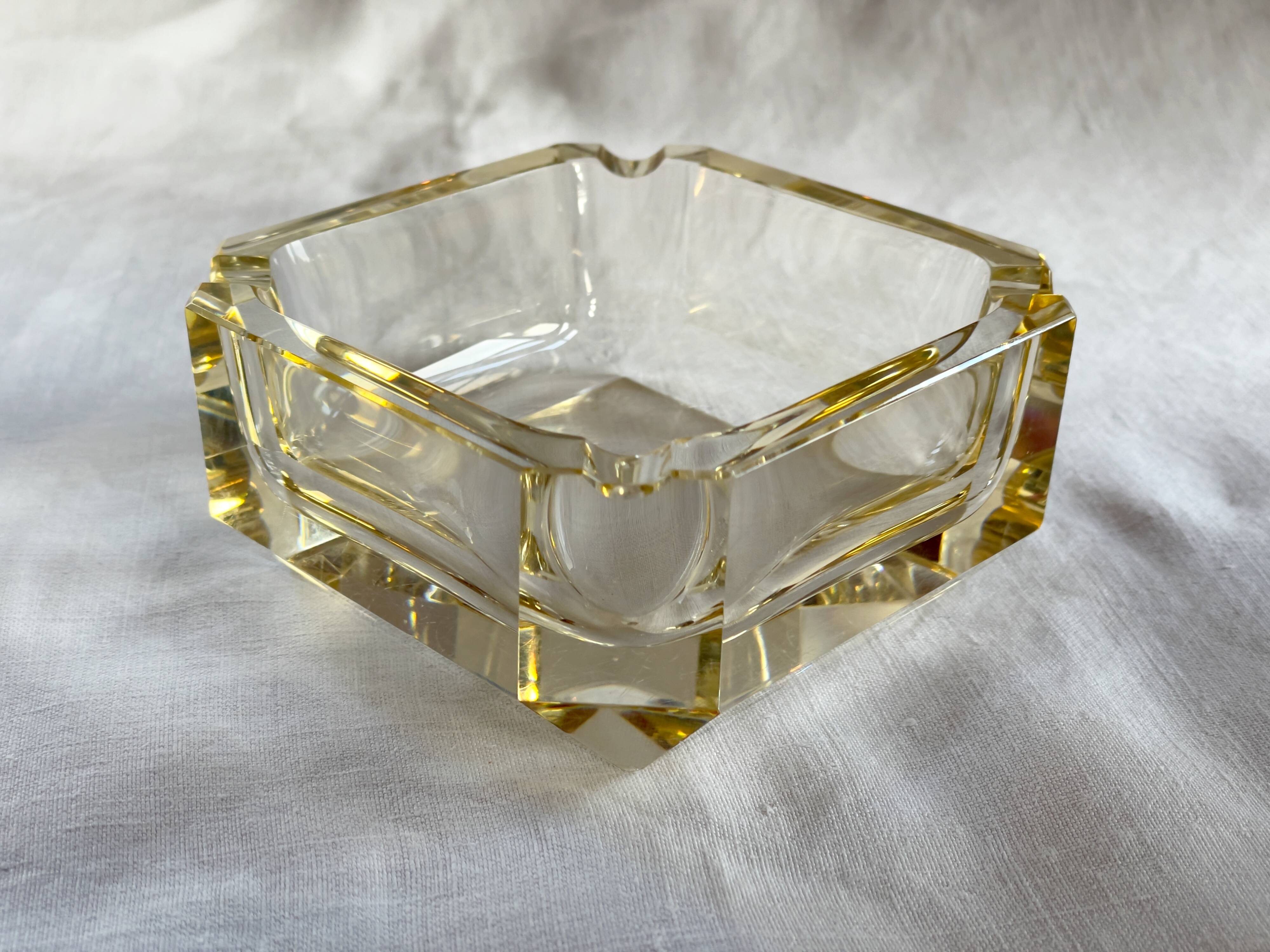 Baccarat Art Deco crystal square ashtray