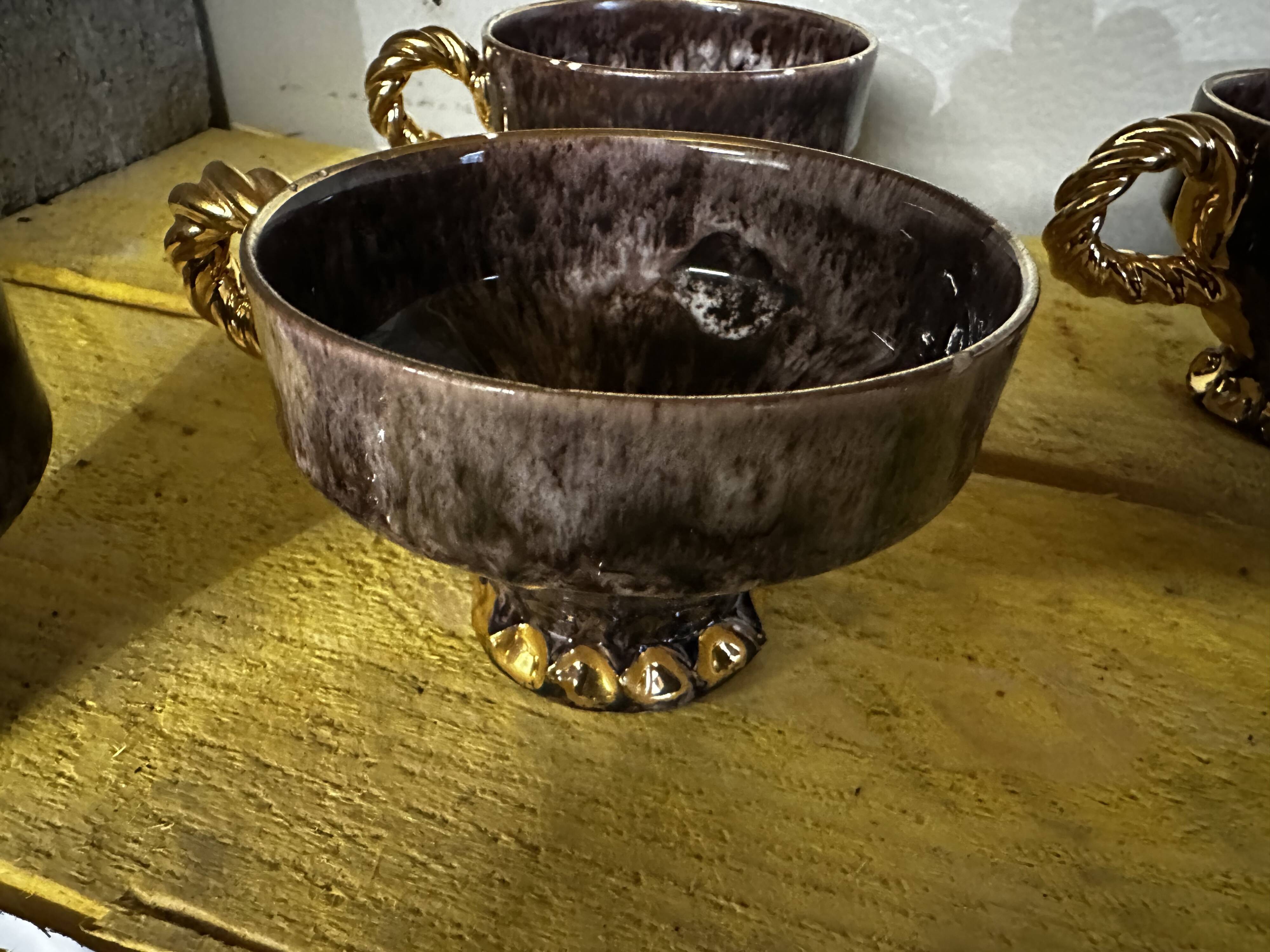 6 Maius-Giuge Vallauris ceramic teacups