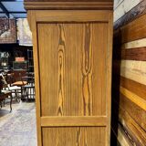 Small antique wardrobe in solid pitch pine.