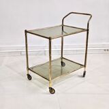 Golden metal dessert with tinted glass tops