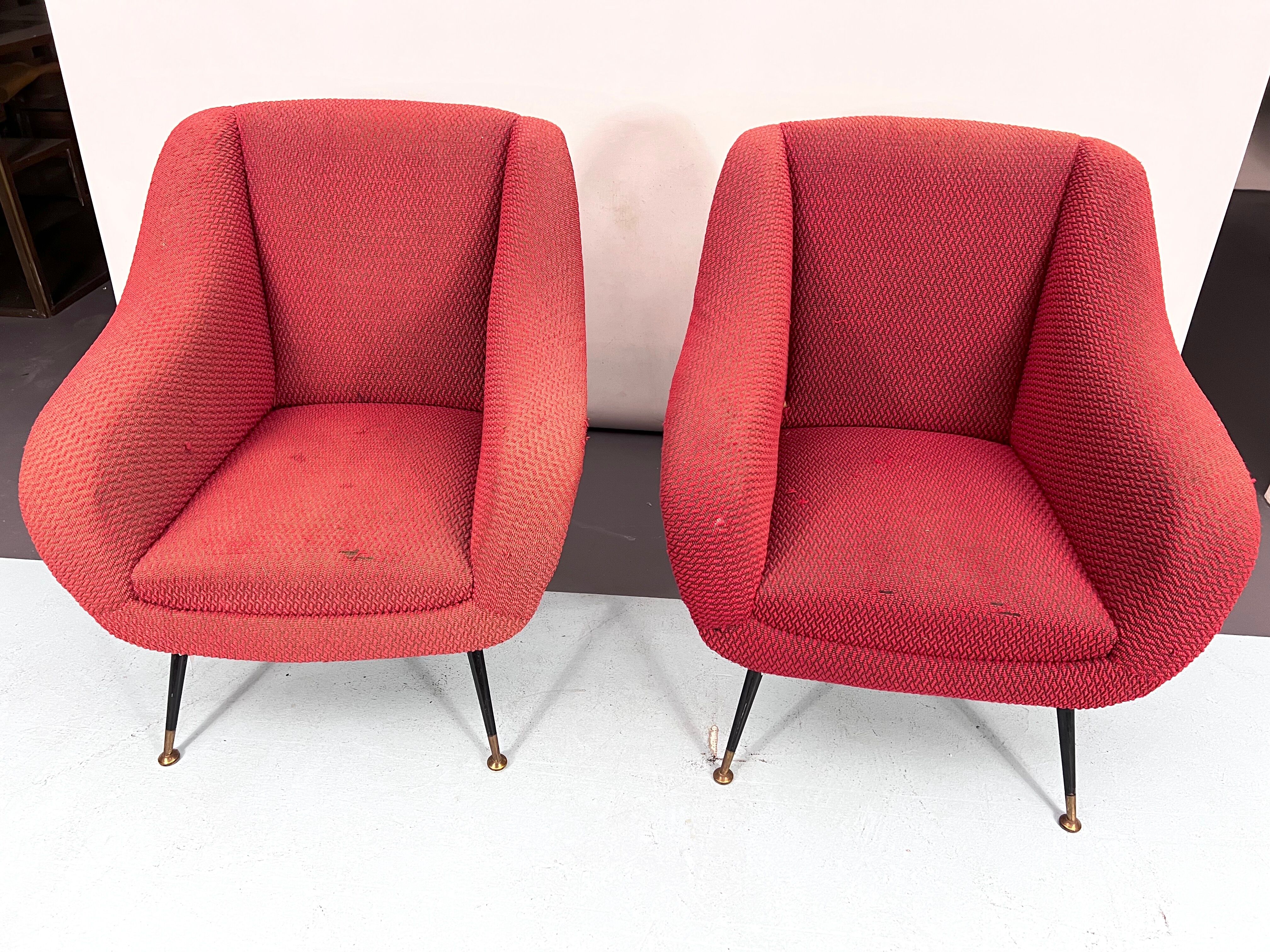 Mid-century pair of lounge chairs by Gigi Radice for Minotti, Italy 1950s