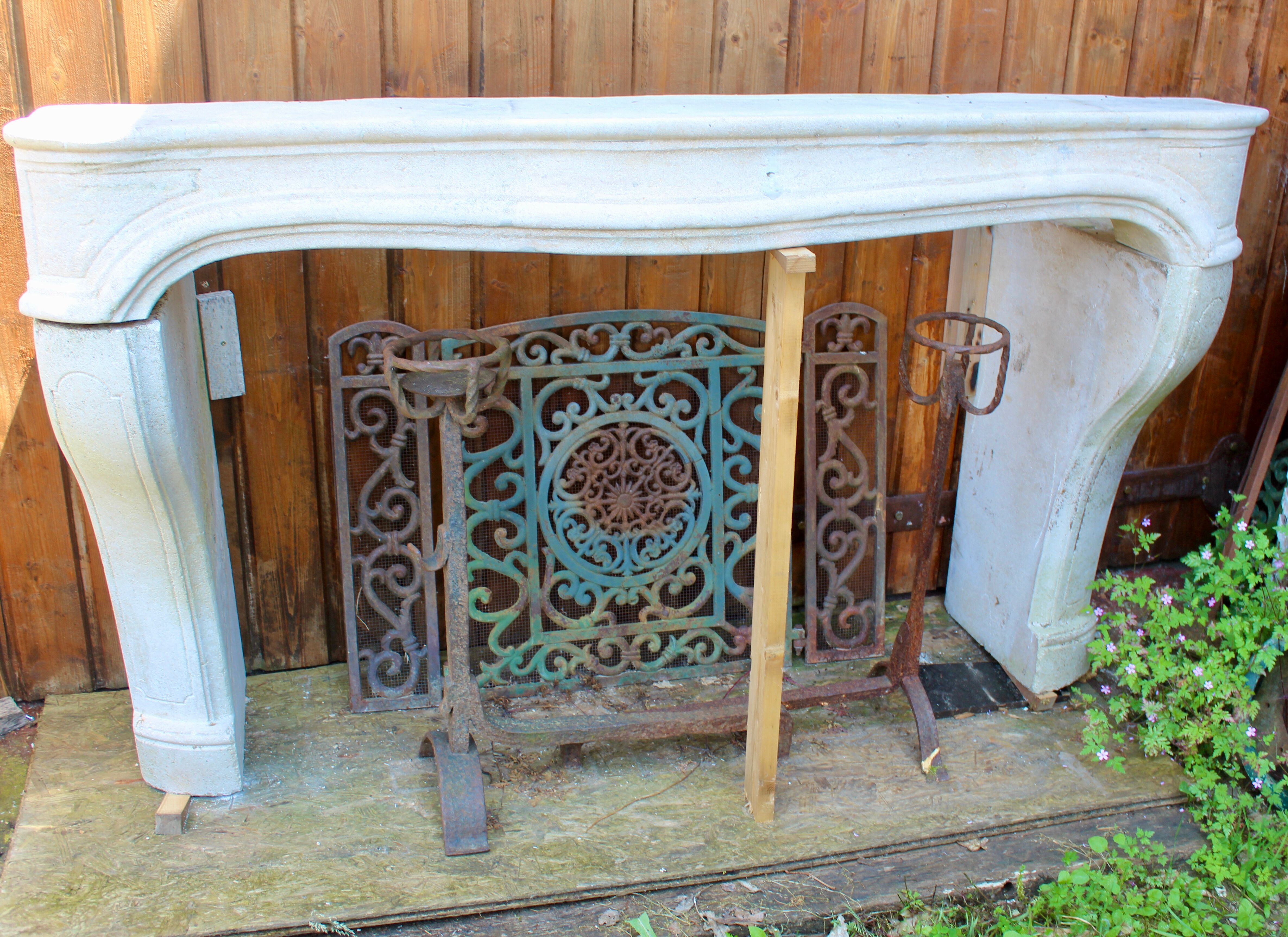 Old stone fireplace of massangis burgundy