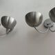 Pair of vintage double wall lights, brushed aluminum and chrome, France 1970
