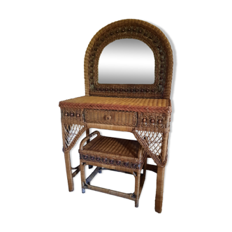 Rattan dressing table and stool