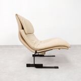 Saporiti Onda armchair in cream-colored leather