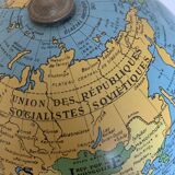 Vintage 1960s golden terrestrial globe Taride tripod - 28 cm