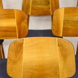 Set of six chairs design year 60,70 traditional slatted wood