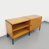 Vintage ARP Minvielle sideboard by Guariche Mortier Motte in light wood and black metal