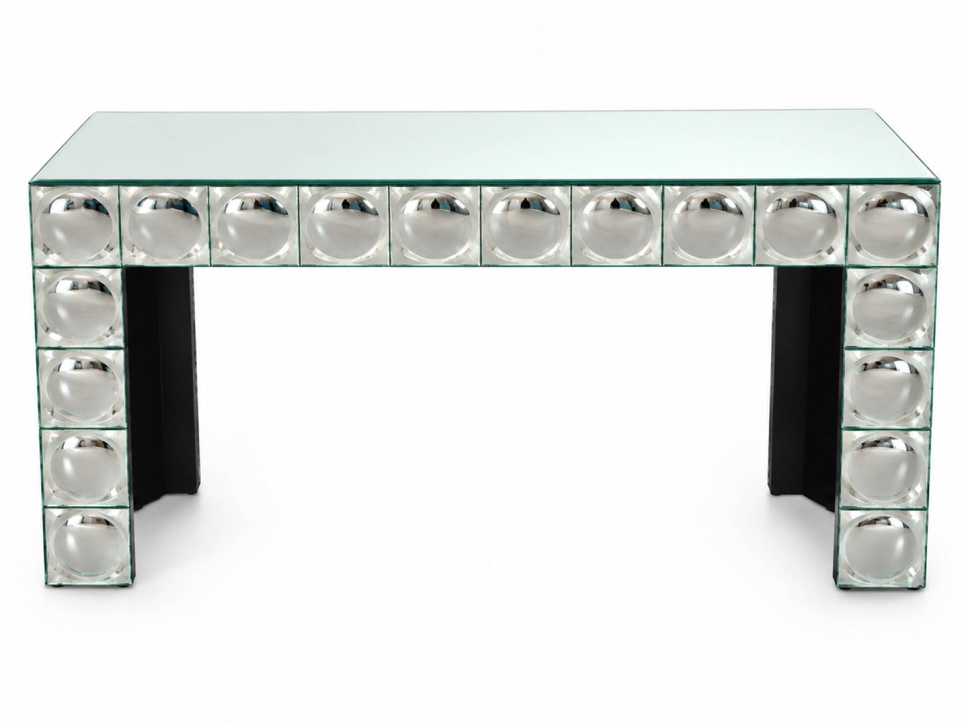 Console table en verre carreaux de miroir bombe argenté table d’entrée