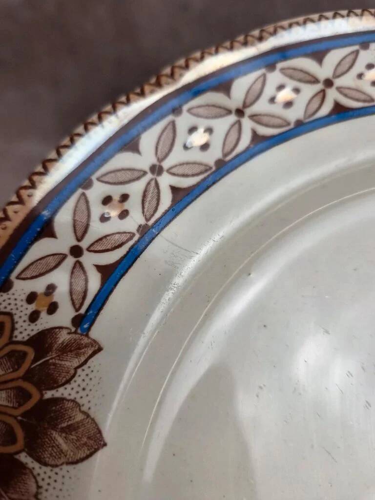 Antique compote dish Creil et Montereau B & Cie – fine polychrome earthenware 19th century