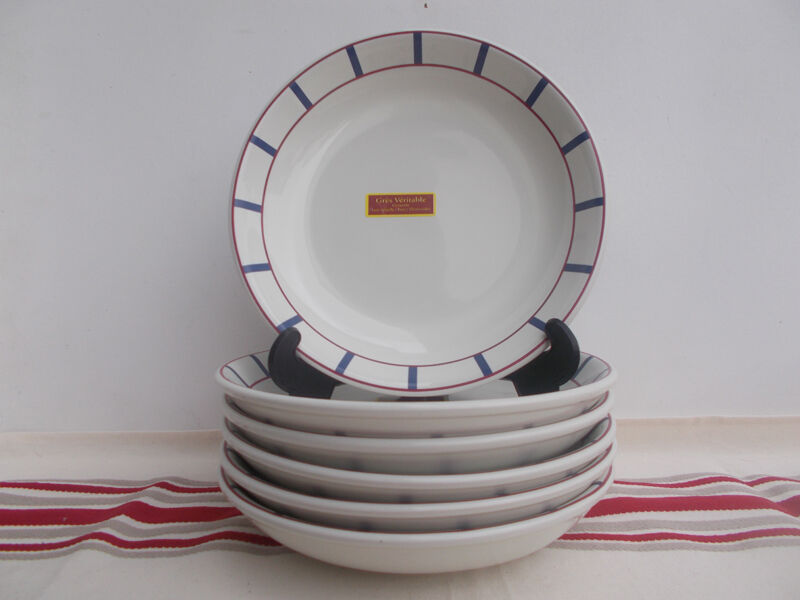 18 blue and red basque plates in gres