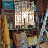 Vintage Chrome Chandelier and Transparent Plastic Pendants