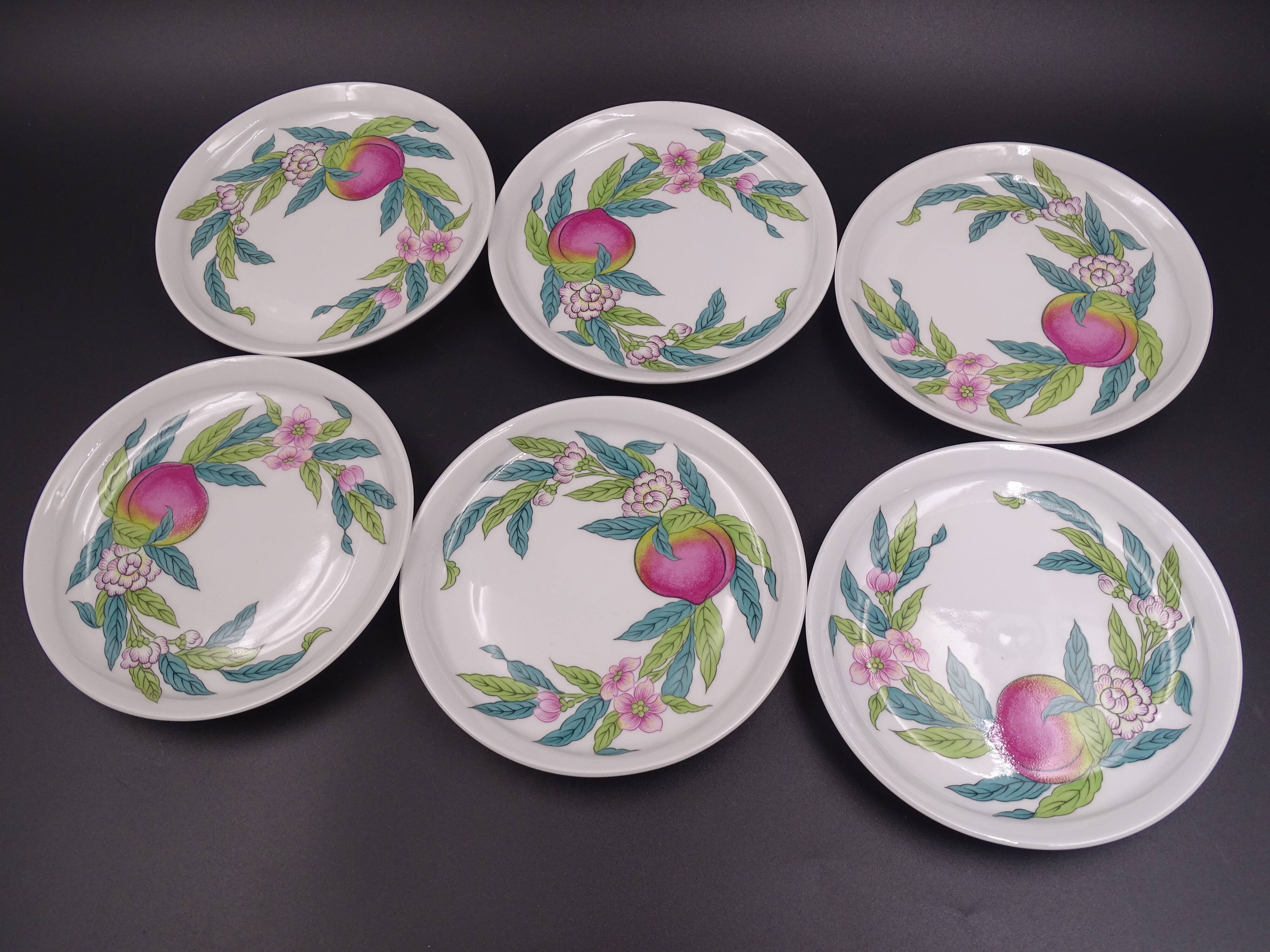Lot of 6 porcelain bread plates from Paris décor Abondance - Perfect condition