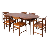 Ensemble de salle à manger Torbjørn Afdal Darby avec six chaises et table extensible, années 1960.