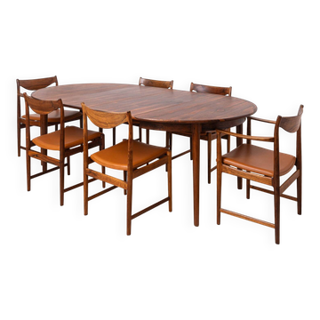 Torbjørn Afdal Darby Dining Set with Six Chairs & Extendable Table, 1960s