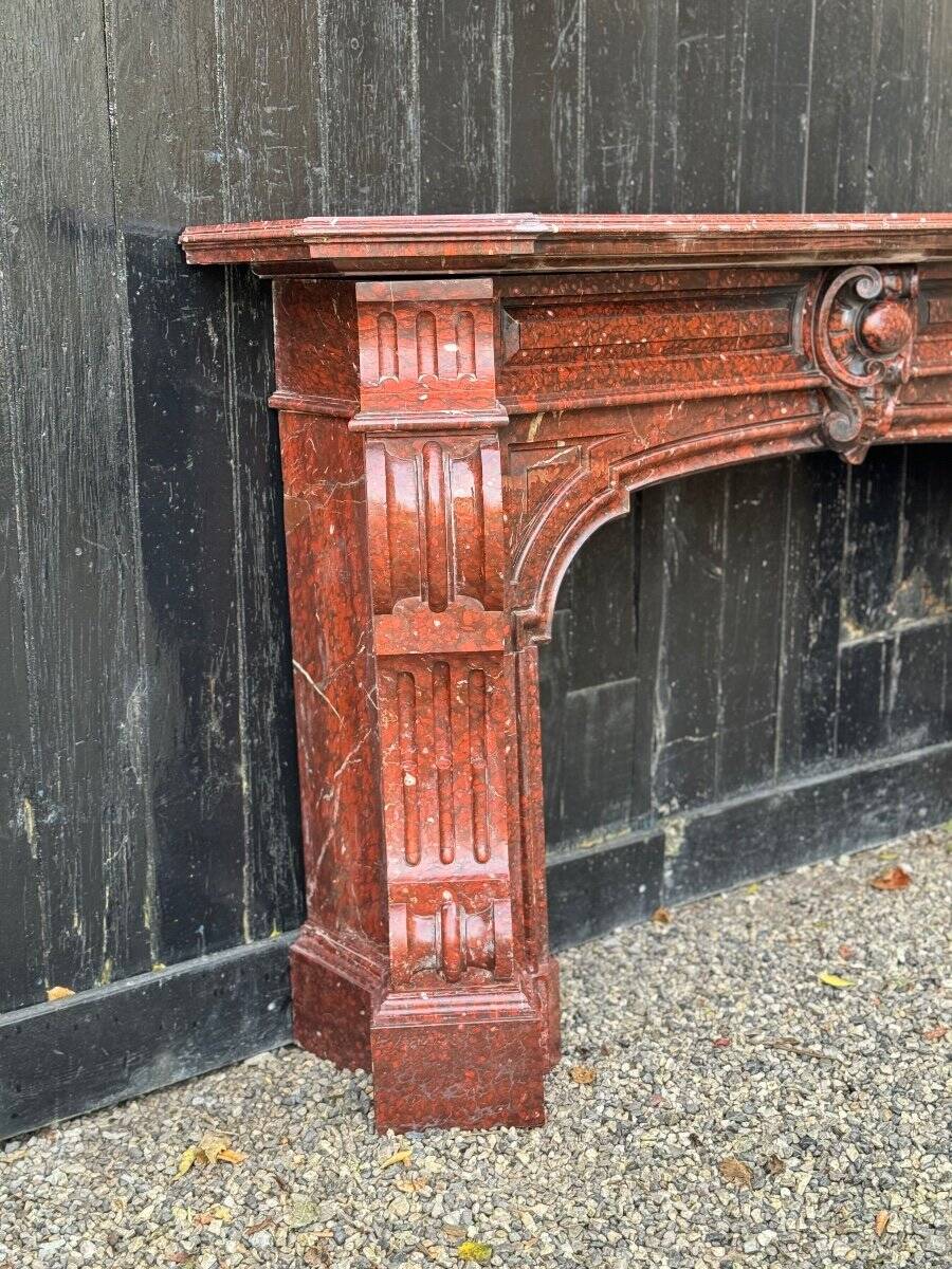 Napoleon III Fireplace in Red Griotte Marble Circa 1880