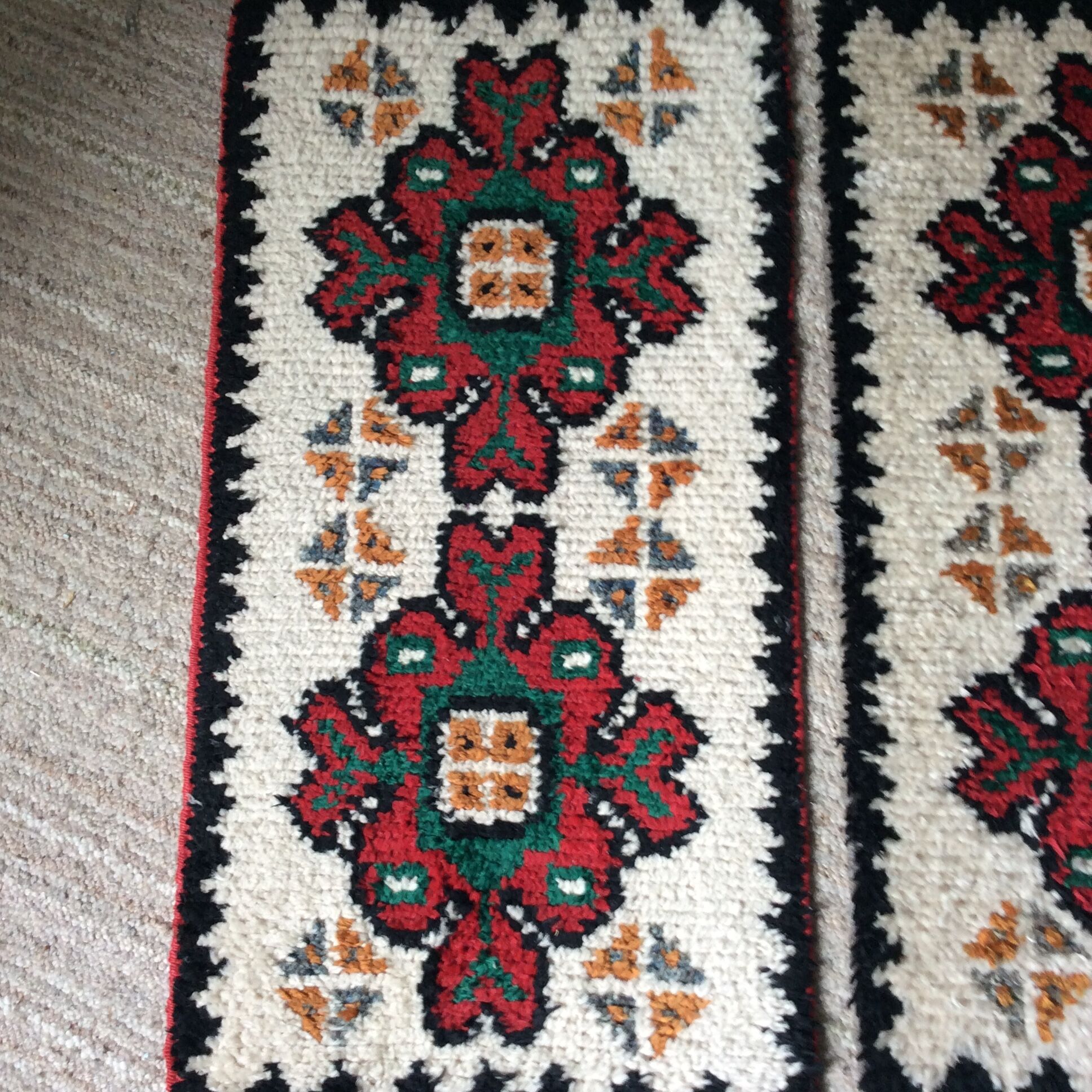 Pair of bohemian wool rugs from the 60s and 70s
