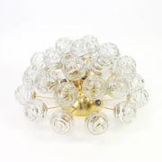 Spectacular Sputnik ceiling lights with glass snowballs by Doria, Germany, 1970s