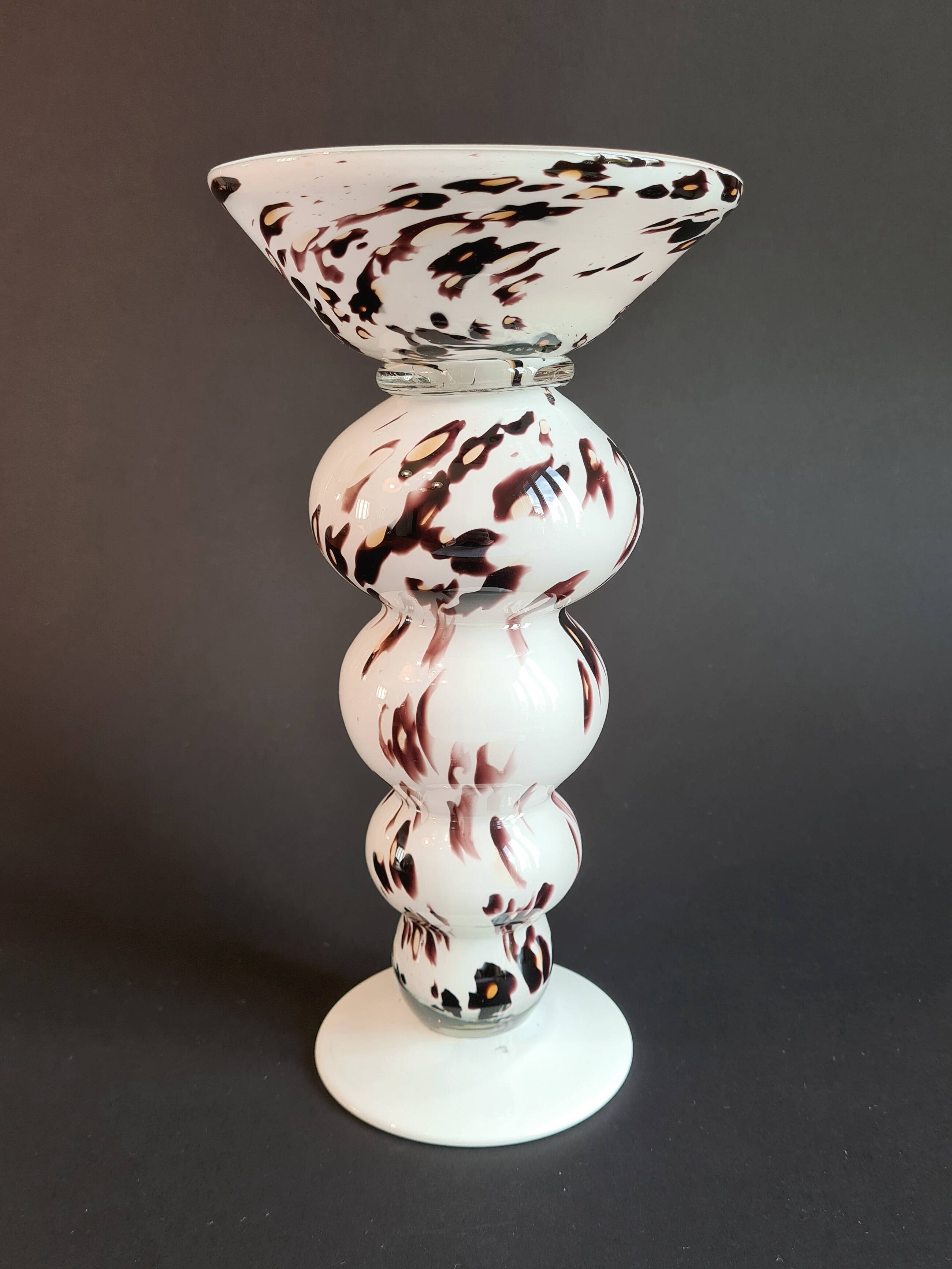 Murano Pocket Tray & Candle Holder – White with Brown Speckles