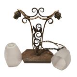 art deco table lamp marble base wrought iron frame hexagonal tulip imp belgium