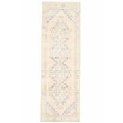 1970s vintage Turkish hand-knotted wool cotton pink runner rug 85x273