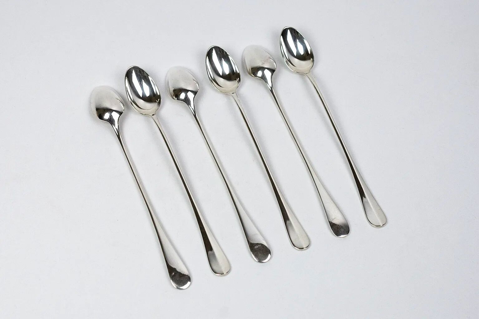Six soda or ice cream spoons Christofle model Fidélio in silver-plated metal.
