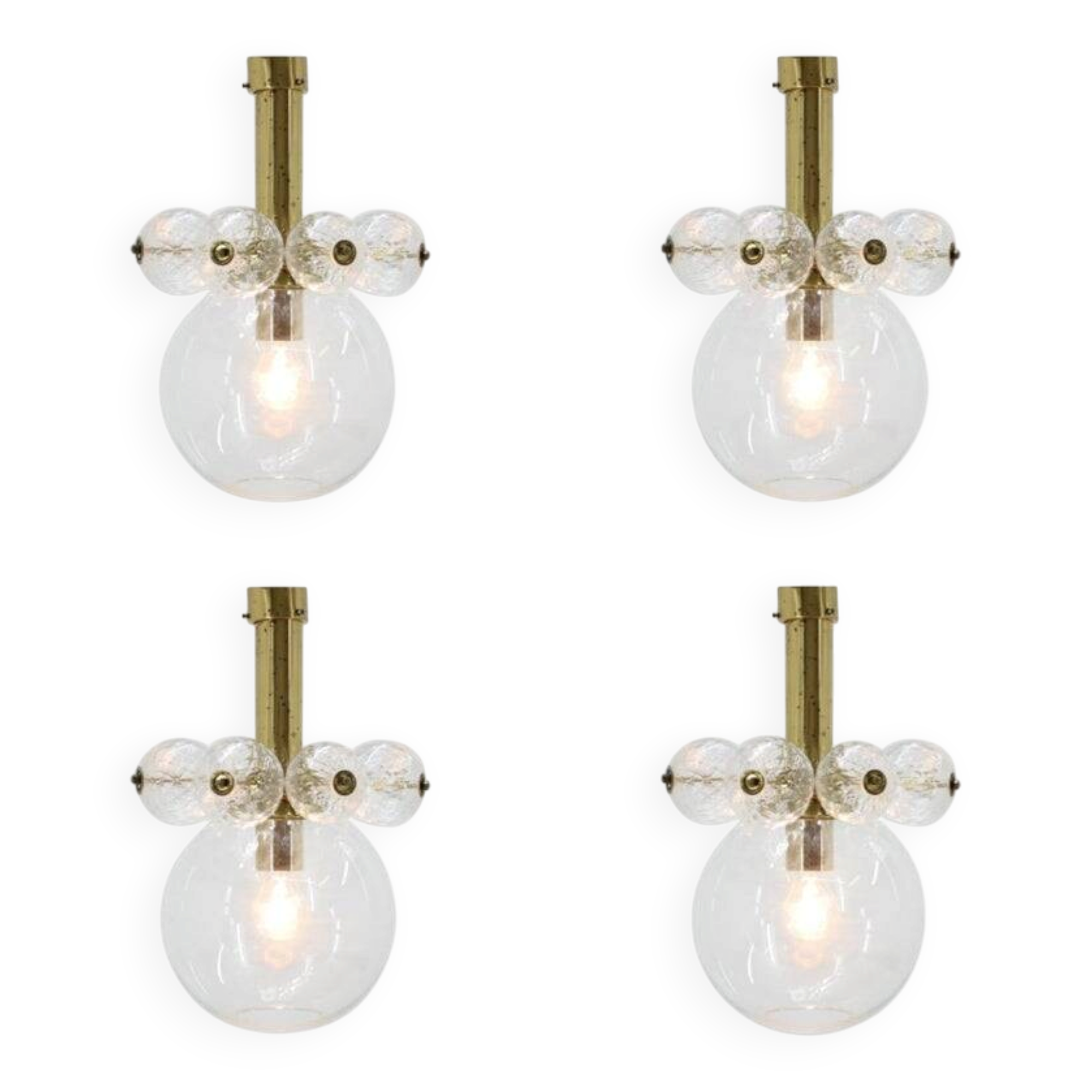 Set of four Midcentury Chandeliers Kamenicky Senov, 1970s