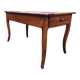Table de ferme ancienne de style Louis XV à piétement dit pied biche en cerisier massif à 2 tiroirs