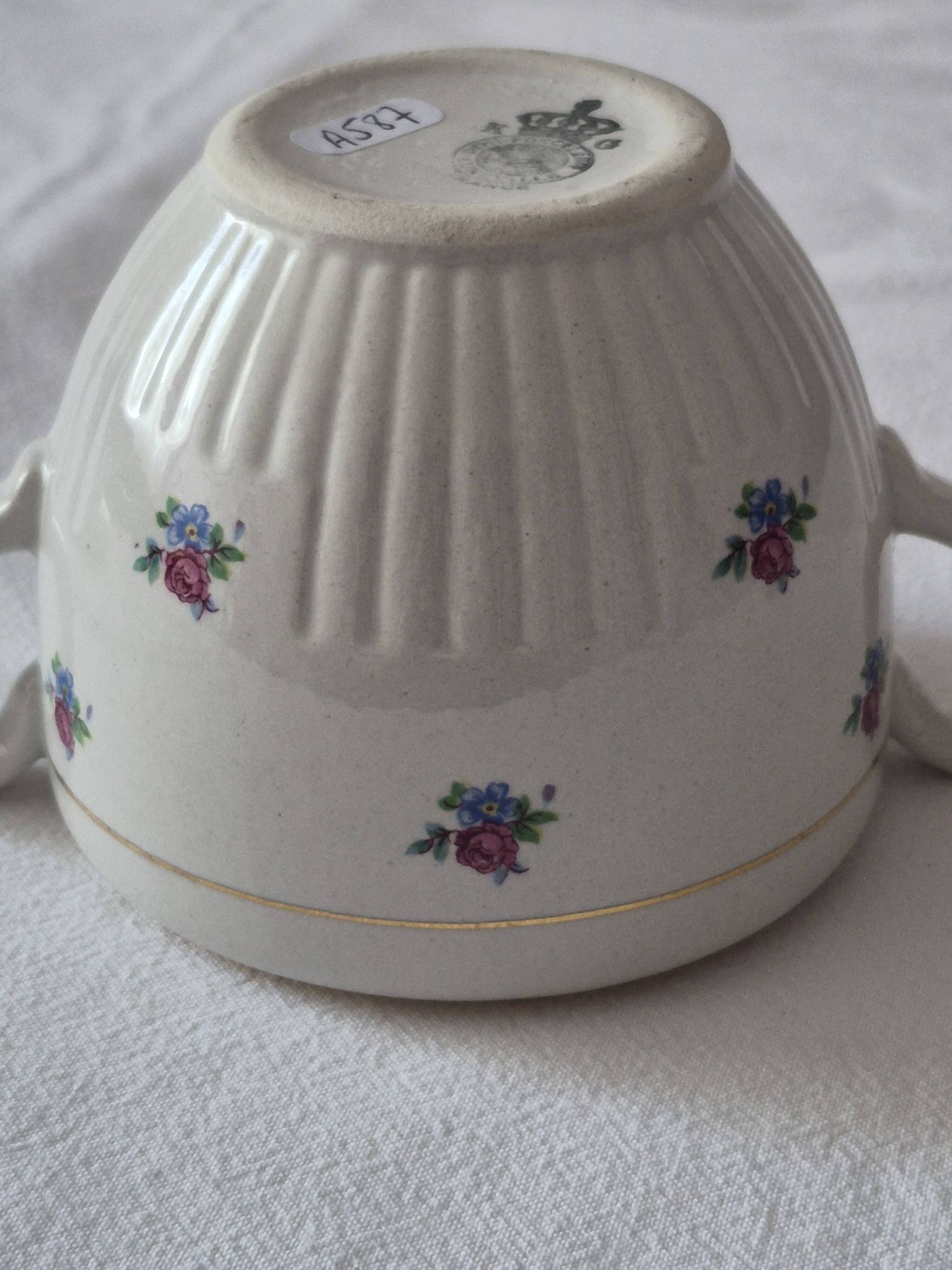 Covered sugar bowl half-porcelain Lunéville Keller and Guerin A587