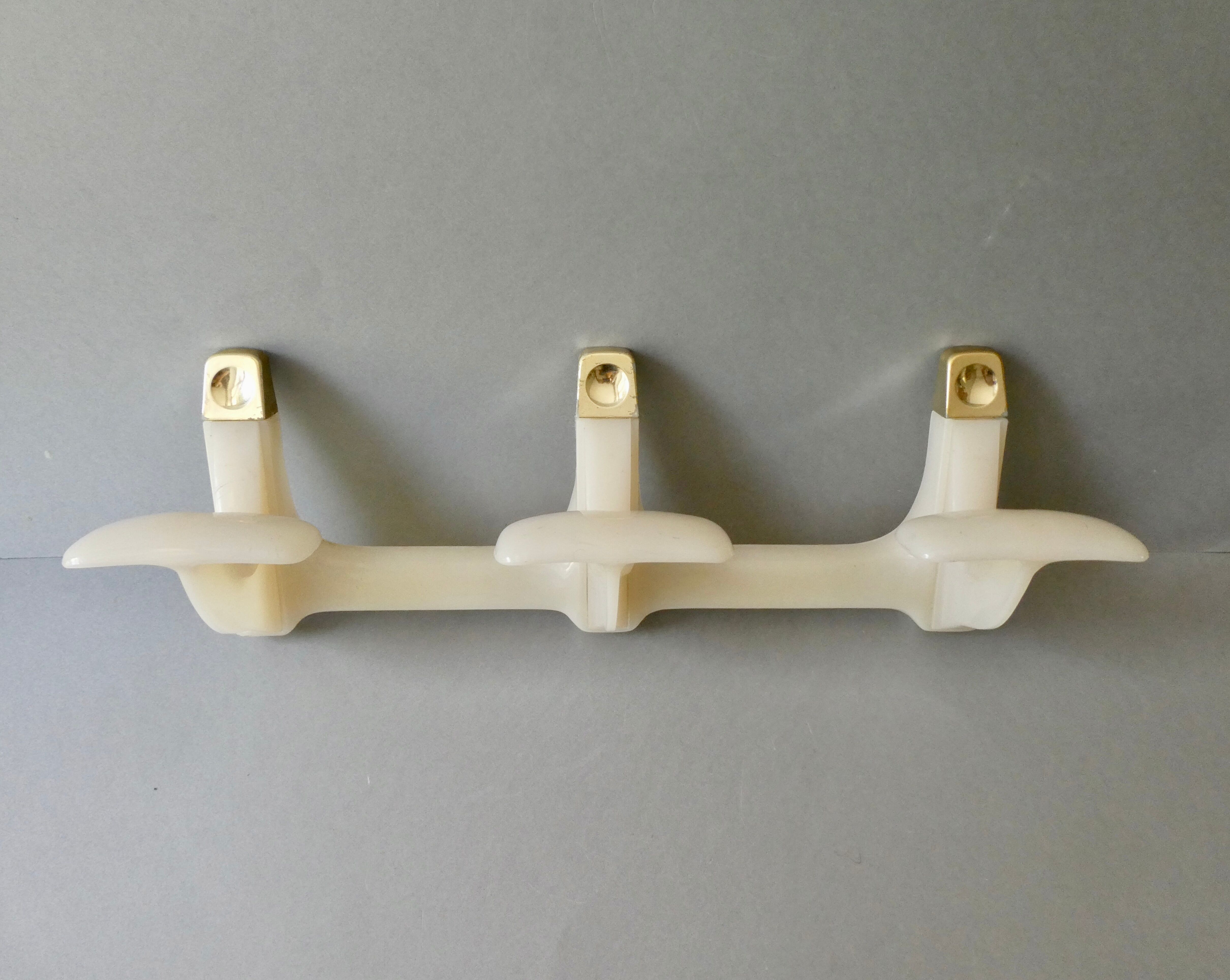 Wall coat rack with 3 hooks, 70s