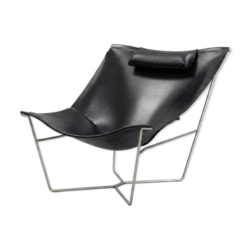 Chauffeuse en cuir noir Semana, design de David Weeks pour Habitat