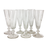 Suite of 6 champagne flutes in old glass