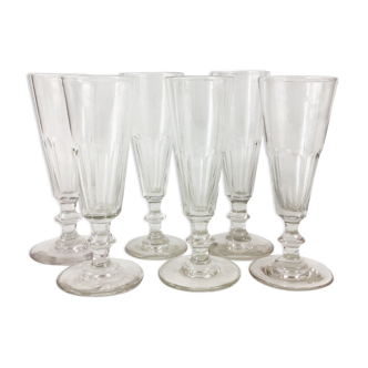 Suite of 6 champagne flutes in old glass
