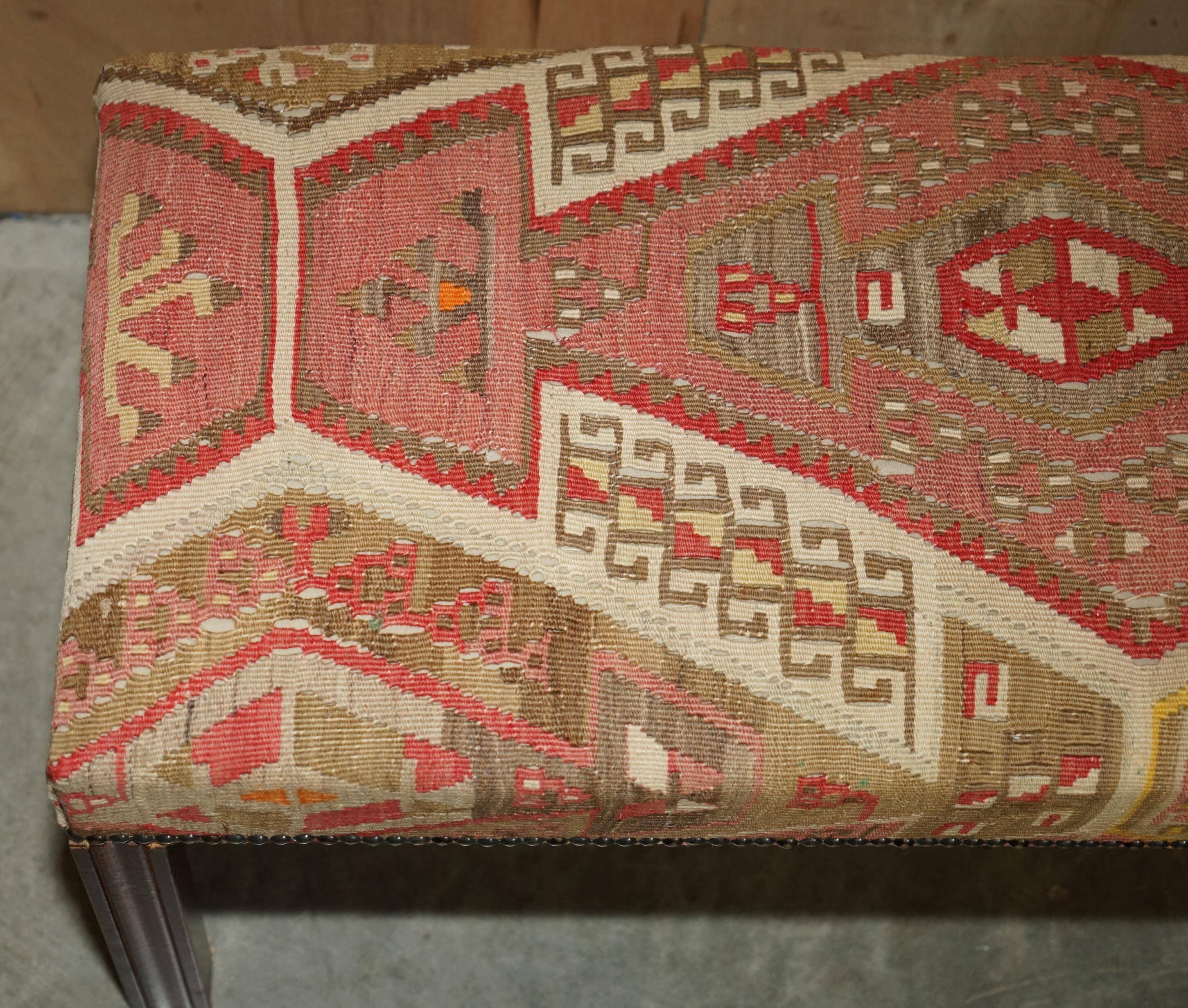 Padded footrest bench in Victorian Kilim style by George Smith