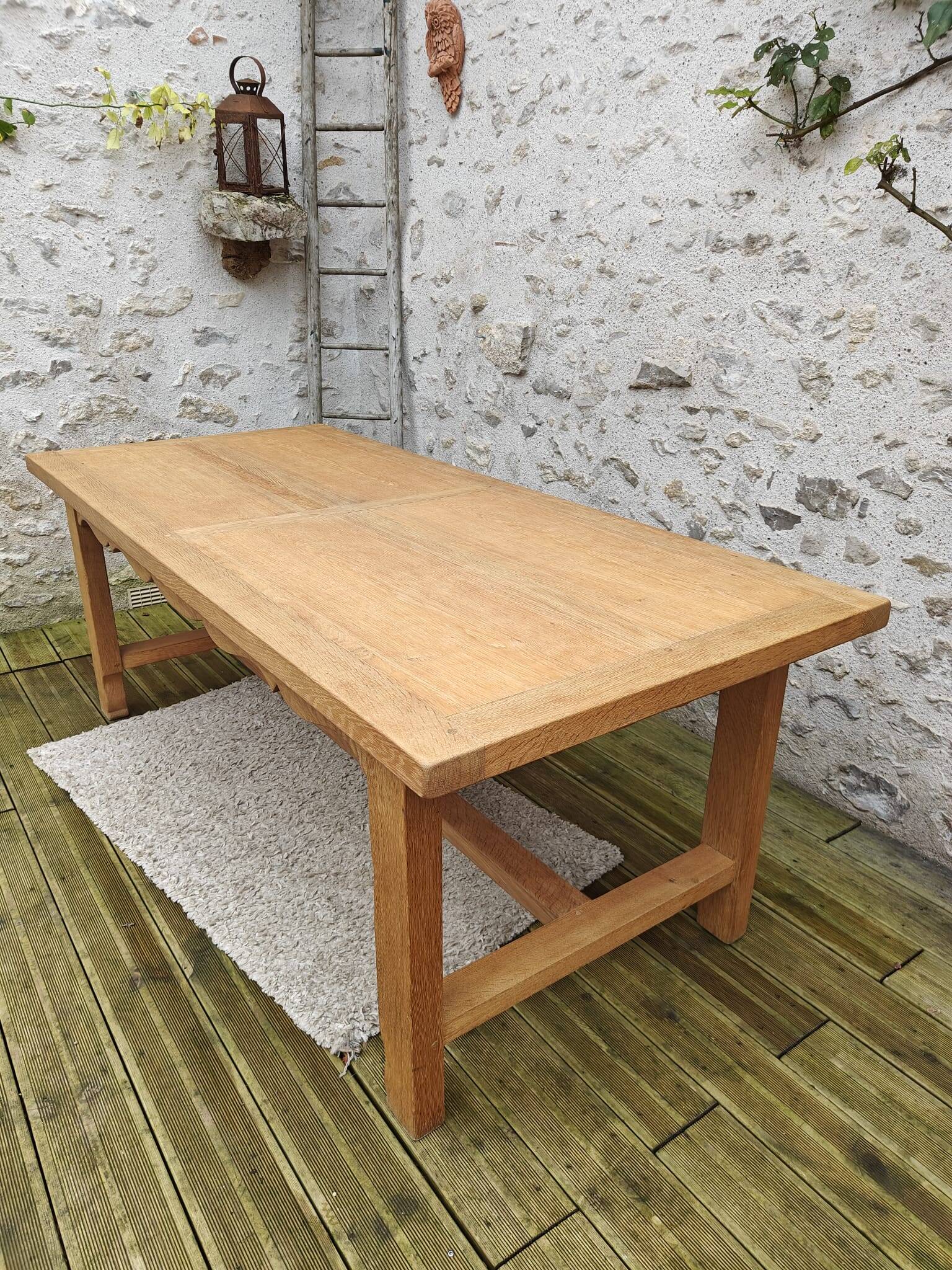Oak farmhouse table stamped R Trotel