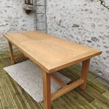 Table de ferme en chêne estampillée R Trotel