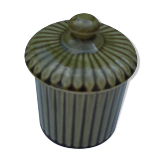 Pot or box with lid art deco cylinder in faience
