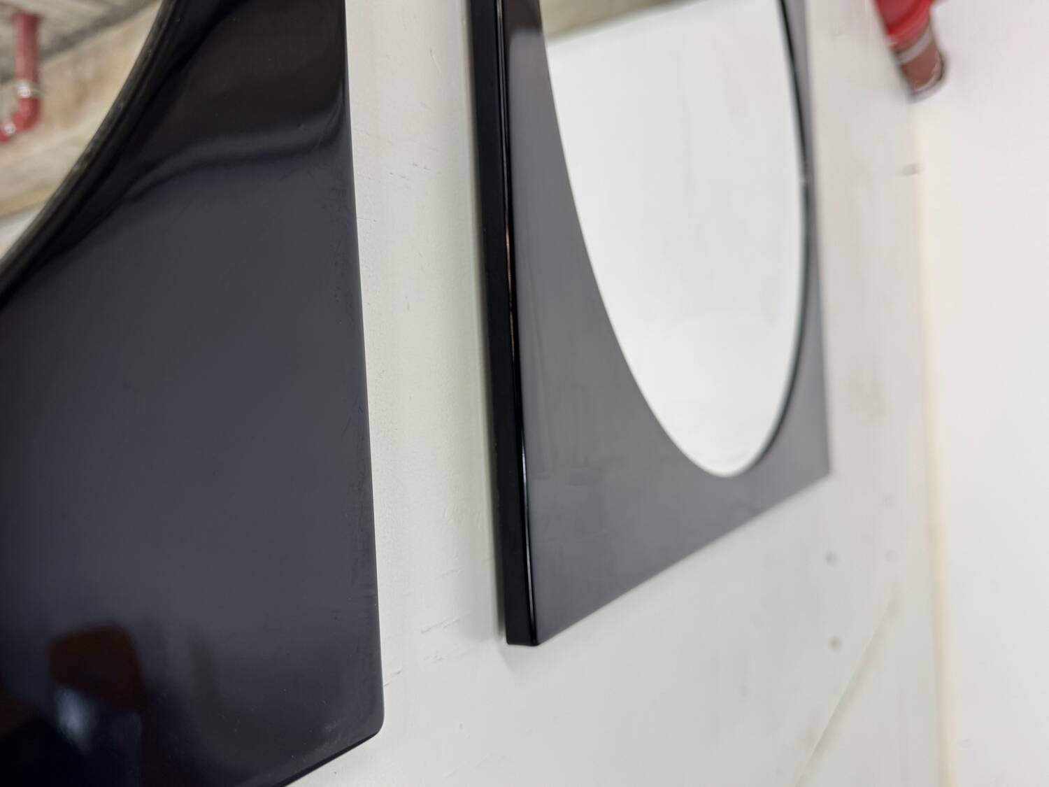 Miroir carré noir rare de style spatial italien par Colombini pour Kartell