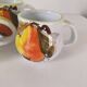 Trio of vintage Italian earthenware mugs, hand-painted – pear motif