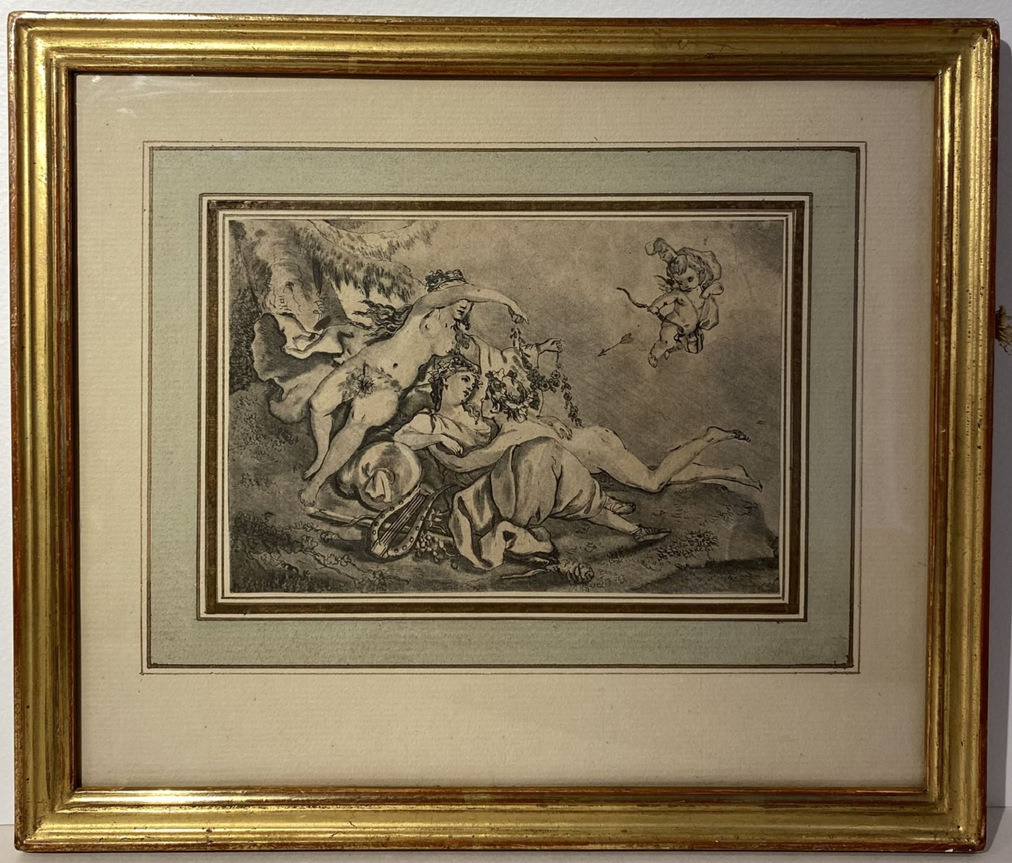 Antique print, Venus and Cupid after Francois Boucher early XX century