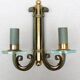 Pair of art deco lacquered metal, brass and glass wall lights