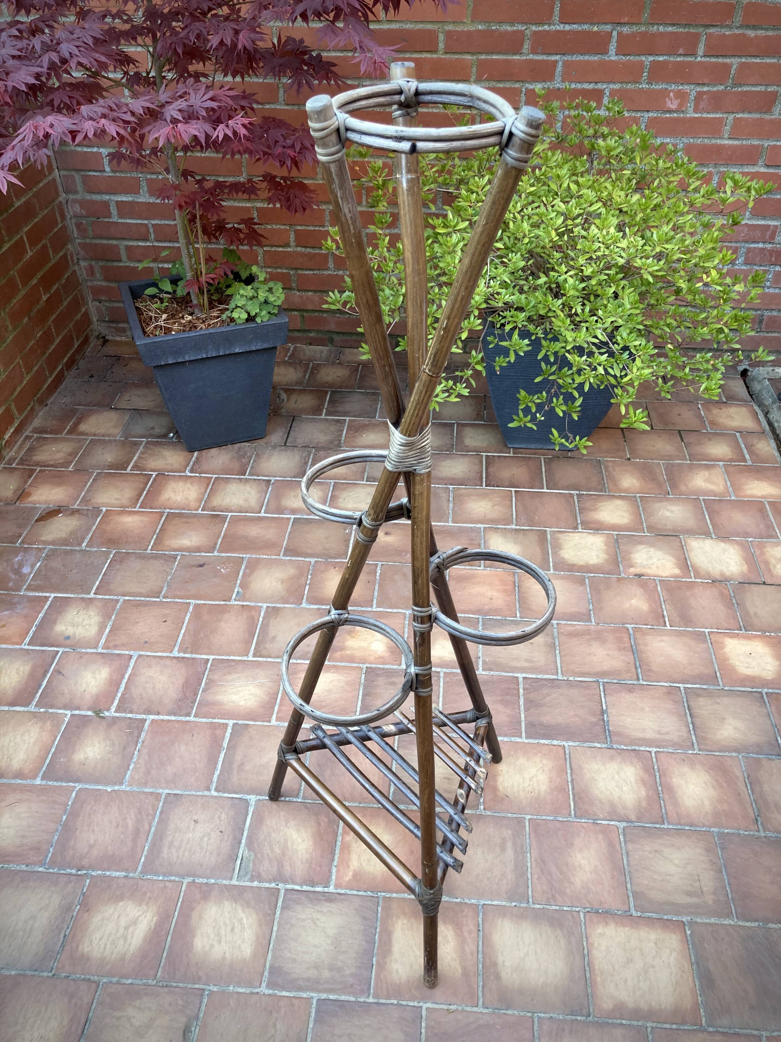 Vintage rattan plant holder