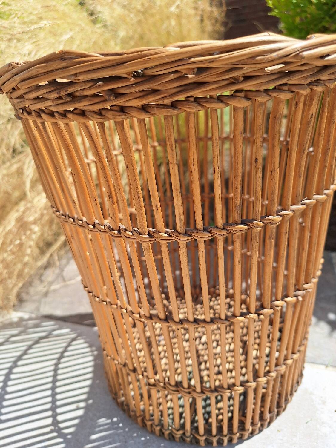 Wicker waste paper basket 1960