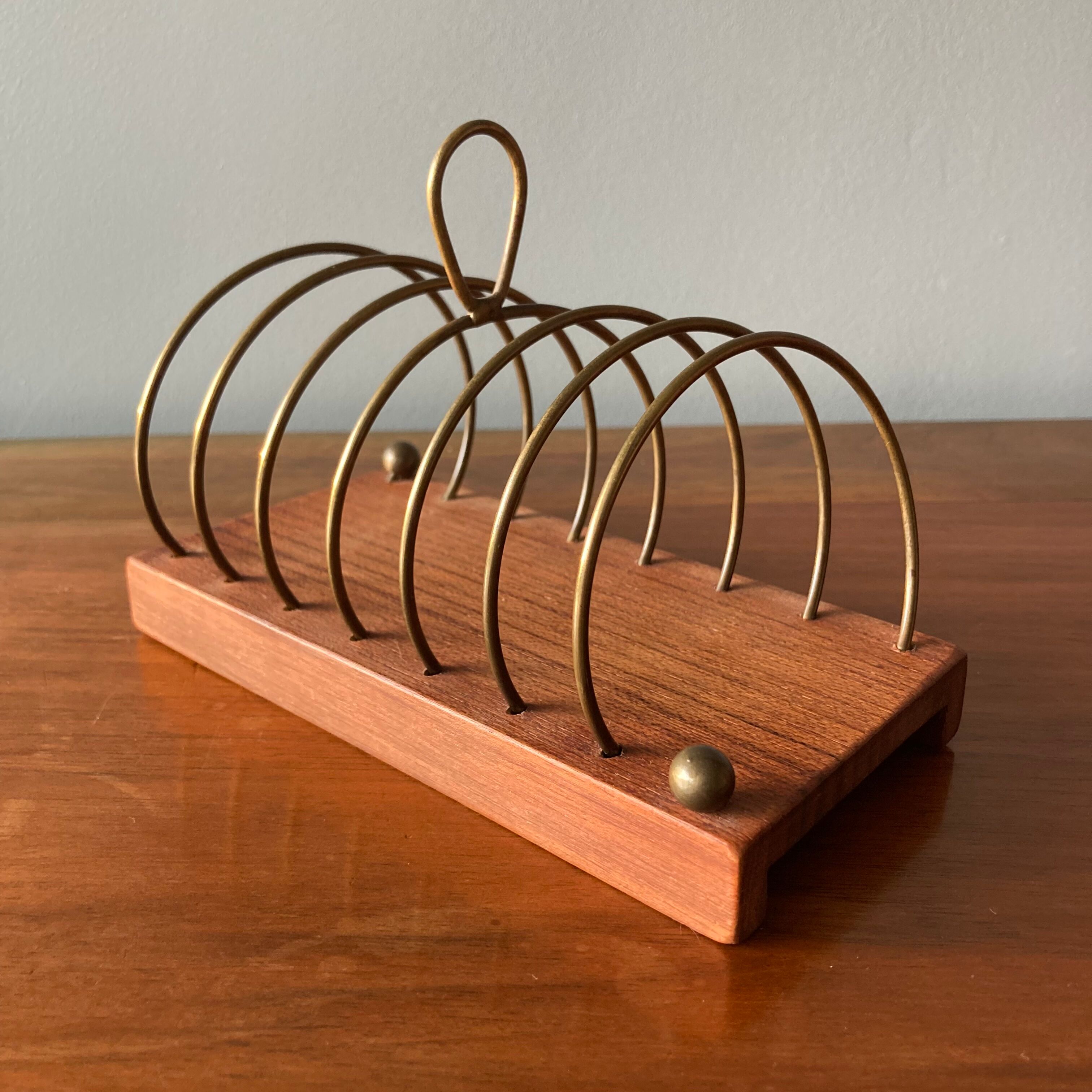 Teak and copper letter range signed "ESA Made in Denmark of Siam Teak"