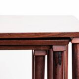 Three Danish nesting tables in rosewood by Mobelintersia 1960.